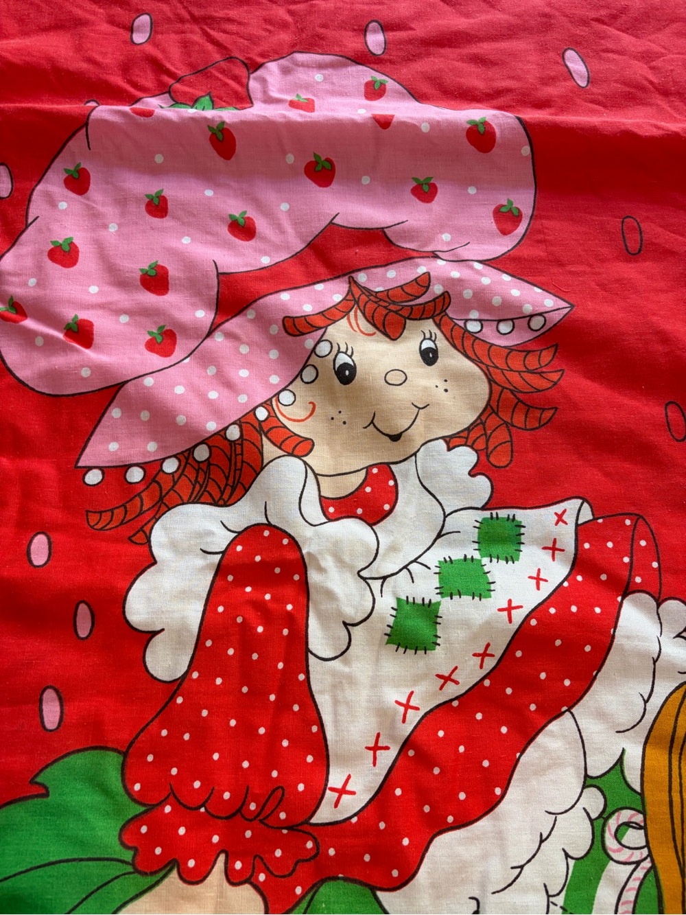 VINTAGE 1980 Strawberry Shortcake Fabric Baby Blanket Throw Spring Mills retro - Picture 2 of 8